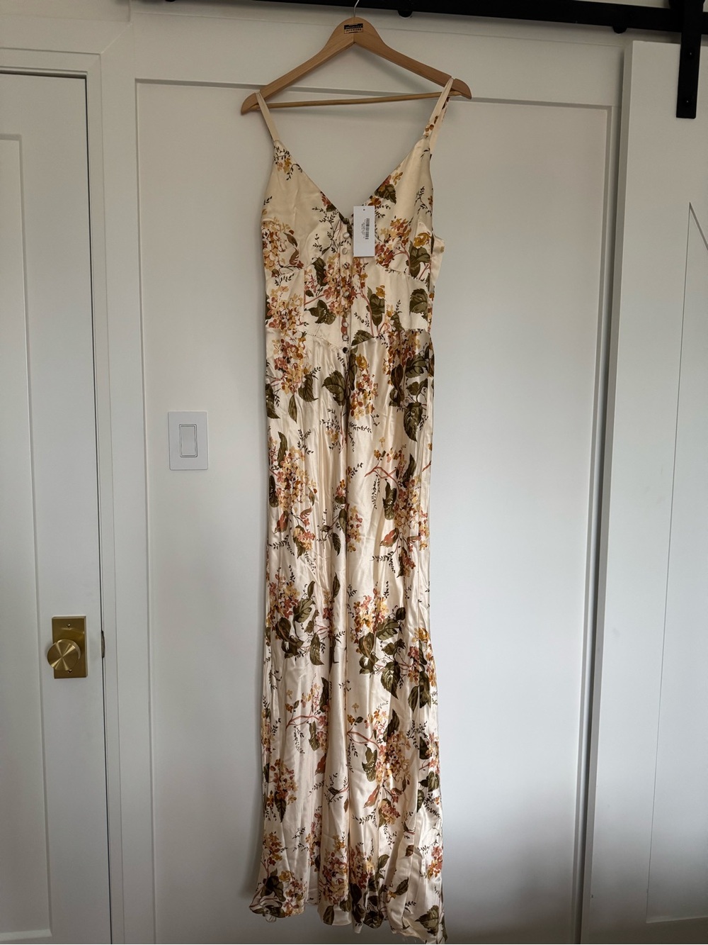 Reformation Esa Silk Champagne Floral Slip Maxi Dress - Picture 2 of 5